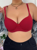 Plus Size Women's B C D Thin Cup Ribbed Push Up Bra Wide Straps Underwire Side gather Lingerie Comfort Ladies Brassiere