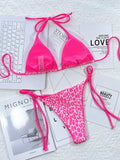 Zebra Print Halter micro Bikini 2025 women Bandeau String Swimsuit Female swimwear Neon Shiny bikini set Leopard Bathing Suit