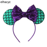 2025 Chic Disney Embroidery Sequin Minnie Ears Headband DOT Bow Hairband Girls Women Party Head Wear Kids DIY Hair Accessories