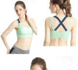 Sports Bra Women Patchwork Cross Back Straps Jogging Gym Crop Top Female Tops Fitness Yoga Shockproof Vest Sport Bras for Women