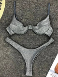 Glitter Shiny Underwired V-Bar Bikini Women Swimsuit Female Brazilian Swimwear Two-piece Bikini Set Triangle Bathing Suit Swim