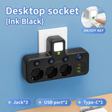 EU Plug Socket 4 Sockets Power Strip With 2 USB Type-C Port Without Extension Wall Charger Adapter For Home Offices