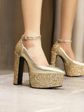 Spring and Autumn New Pattern Fashion European Style Super-high Heel Women's Shoes Banquet Sequin Sexy High-heeled Women Shoes