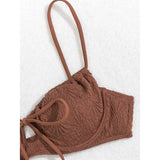 Wrinkled Underwired Knotted High Cut Bikini Female Swimsuit Women Swimwear Two-Pieces Bikini Set Bather Bathing Suit Swim V5807