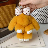 Bag Accessories Fashion Pluff Bunny Keychain Fluffy Lovely Play Dead Rabbit Cute 13cm Rabbit Fur Keychain Women