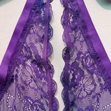 New Purple Sexy Lace Bodysuits Deep V Neck Halter Mesh Solid Color Bodysuits Charming  Pure Desire Transparent Flower Print OOB5