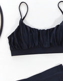 2025 Wrinkled Ruched High Waist Bikini Women Swimsuit Female Swimwear Two Pieces Bikini Set High Cut Bathing Suit Swim Beachwear