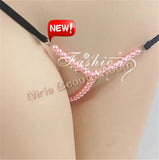 DEKA Elastic Crotchless High quality Real Pearl Thongs Women Low-Rise Hollow Sexy G-string Female Erotic Panties Underwear