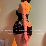 Slip Sweet Mini Dress Tank V Neck Babes Backless Bare Ass Cosplay House Fairy Sweet Korean Women Tops 2022 Summer P7M8