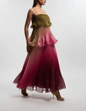 MsChuh Vestidos 2026 Woman Dress Vestido Dresses Spaghetti Strap Temperament Playful Gradient Ruffles Sleeveless Pleated Holiday