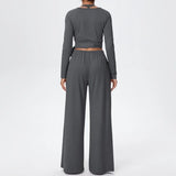 3 Pcs Women's Seamless Yoga Set Sports Fitness Gym Slim-Fit Long Sleeve & Tank Top Suits Workout Running Training Sets