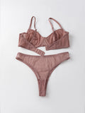 New Style Lingerie for Women with Large Busts, Ultra-Thin Sexy Striped Bra, Side Breast Reduction, Anti-Sagging, Adjustable Bra Set
