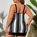 2026 Large Plus Size Tankini High Waist Swimsuit Women Strappy Striped Swimwear Female Bathers Bathing Swimming Swim Suit  4XL