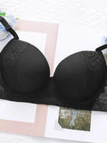Women's sexy embroidered lace lingerie with steel rims adjustable shoulder straps breathable and comfortable fit bra B6084