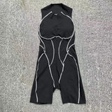 Yoga Jumpsuit Summer Short Sleeveless Sports Wear Gym Fitness Sports Bodysuit Women Dance Running Workout Clothes Yoga Jumpsuit