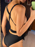 New Sexy Long Wrap Around Deep V One Piece Swimsuit Women Swimwear Female High Cut Monokini Bather Bathing Suit Swim Lady V1639B