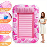 Joyfy Inflatable Pool Lounger Float With Pillow Sunbathing Bed