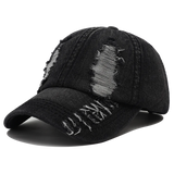 2024 New Solid Color Ripped Baseball Cap Washed Denim Snapabck Hat Hip Hop Breathable Streetwear Distressed Hats for Women Men