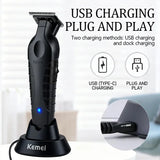 Kemei Electric Cordless Hair Trimmer KM-2299 with Base Electric Oil Head Thruster Carving Clippers Finish Hair Cutting Machine