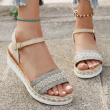 Zoki Plus Size Ankle Buckle Wedge Sandals for Women 2025 Summer Non Slip Beach Shoes Woman Lightweight Platform Sandles Female
