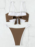 Splicing Mini Micro Thong Bikini Female Swimsuit Women Bandeau Swimwear Two-pieces Bikini Set Brazilian Bather Bathing Suit Swim