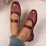 Women Sandals Mesh Breathable Fashion Versatile Sandals Women New Flat Soft Soled Mary Jane Shoes for Women