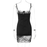FDYOUI Women's Lace Patchwork White Wedding Party Dresses Sexy Spaghetti Strap Backless Skinny Mini Evening Prom Dress Clubwear