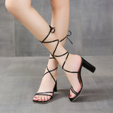 New Arrival Women Summer Fashion Sexy Cross Strap Sandals Elegant Banquet Party High Heels Wedding Hip Top Sandal Shoes 35-43