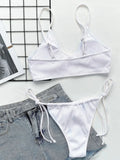 Sexy Bikini Women Push Up Swimwear Swimsuit White Pit Striped Knotted Bikinis Set Bathing Suit Beach Bikini Trajes De Bano Mujer