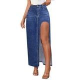 Women's Casual High Waisted Denim Skirt Side Split Casual Sexy Nigh Out Long Maxi Cargo Denim Skirt Summer New Y2k Streetwear