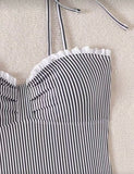 2026 Strappy Swimsuit One Piece Sexy Striped Ruffle Swimwear Women Bathers Bathing Swimming Swim Suit Padded Beachwear Summer
