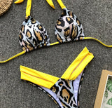 Bikini 2026 Sexy Leopard Floral Print Halter Swimwear Swimsuit Women Bikini Set Bathing Suit Beach Bikini Female Banadores Mujer