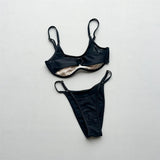 New Splicing Mesh Sheer Bikini Women Swimwear Female Swimsuit Two-Pieces Bikini Set High Leg Cut Bather Bathing Suit Swim V7742