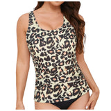 Women Tankini Swimwear Tops Full Coverage Swimsuit Floral Leopard Print Swim Vest Bathing Suit Swimming Suit Summer Beach Wear