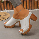 Women Sandals Open-Toe High-Heel Slippers Summer Fashion Outdoor Wear Sandals Slip-On Big Size Shoes Women
