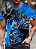 Summer Comfortable Round Neck Short Sleeved Men's 3D Horror Skull Print T-shirt Casual T-shirt Pullover Street Fashion Clothing