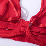 Toucheart 5-Pieces Erotic Lingerie Sexy Hip Skirt For Women Mesh Patchwork Hollow Out See-Through Lure Garters Underwear Suit