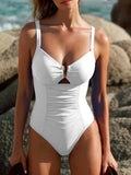 U Shaped Pleated Swimsuits Female Swimwear One Piece Swimsuit Women Monokini High Cut Bathing Suit Swim Beachwear Slim Bodysuit