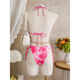 3PCS New With Skirt Tie Dye Halter Bikini Women Swimwear Female Swimsuit Bather Bathing Suit Swim Three-pieces Bikini set K8069