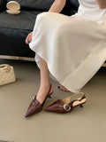 White Thin Heeled Sandals 2026 Women's Low-Heeled Shoes With Strap Brown Summer 2026 New Girls Fashion French OL Single Shoes