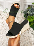 2024 Big Size 43 Women's Comfy Walking Wedge Espadrilles Sandals Summer Leisure Round Toe Platform Ankle Strap Shoes