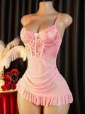 A Set Of Corset-style Lace Nightgowns Steel Ring Push-up Breast Shapewear Underwear Pajamas Ms elegant Irregular Fishtail drees