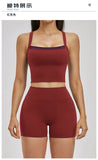 Naked Yoga Suit Workout Clothes Women Back Cross Shockproof Slim Sports Tank Top High Waist Short Fitness Suit Athletic Wear