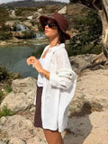 Foridol White Striped Blusas Para Mujer Spring Summer Casual Women Shirt Single Breasted Long Sleeve Loose Shirts Blouses 2025