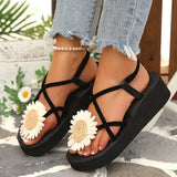 Summer Thick Bottom Bohemian Sandals Women Flowers Decor Non Slip Platform Beach Sandles Woman Plus Size 42 Light Eva Sandals
