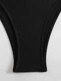 Sexy Black Hollow Out Bikini 2025 Women One Shoulder Metal Designer  Backless Thong One Piece Swimsuit Summer Bathing Suits