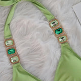 Halter Scrunch Butt Rhintstone Diamond Bikini Women Swimsuit Female Swimwear Two Pieces Bikini Set Brazilian Bathing Suit Swim