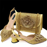 Doershow African fashion Italian Shoes And Bag Sets For Evening Party With Stones gold Italian Handbags Match Bags! HDF1-3
