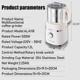 SUNATUR 1.2L Wet Dry Grinder electric coffee grinder Commercial Multifunctional Food processor coffee Bean Spice Milling Machine