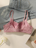 Women's sexy embroidered lace lingerie with steel rims gathered push ups breathable shoulder straps adjustable bra B2708